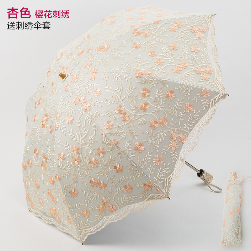 刺绣太阳伞女神蕾丝公主伞防晒防紫外线黑胶遮阳伞便携晴雨两用伞