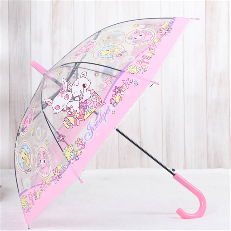 自动轻便创意儿童透明雨伞男女学生小雨伞公主长柄透明伞卡通伞