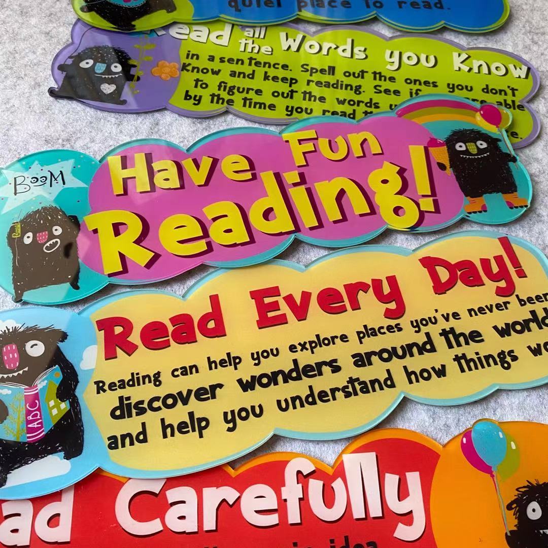 绘本馆图书室教室阅读推广英文激励标识牌slogan环创装饰张贴布置