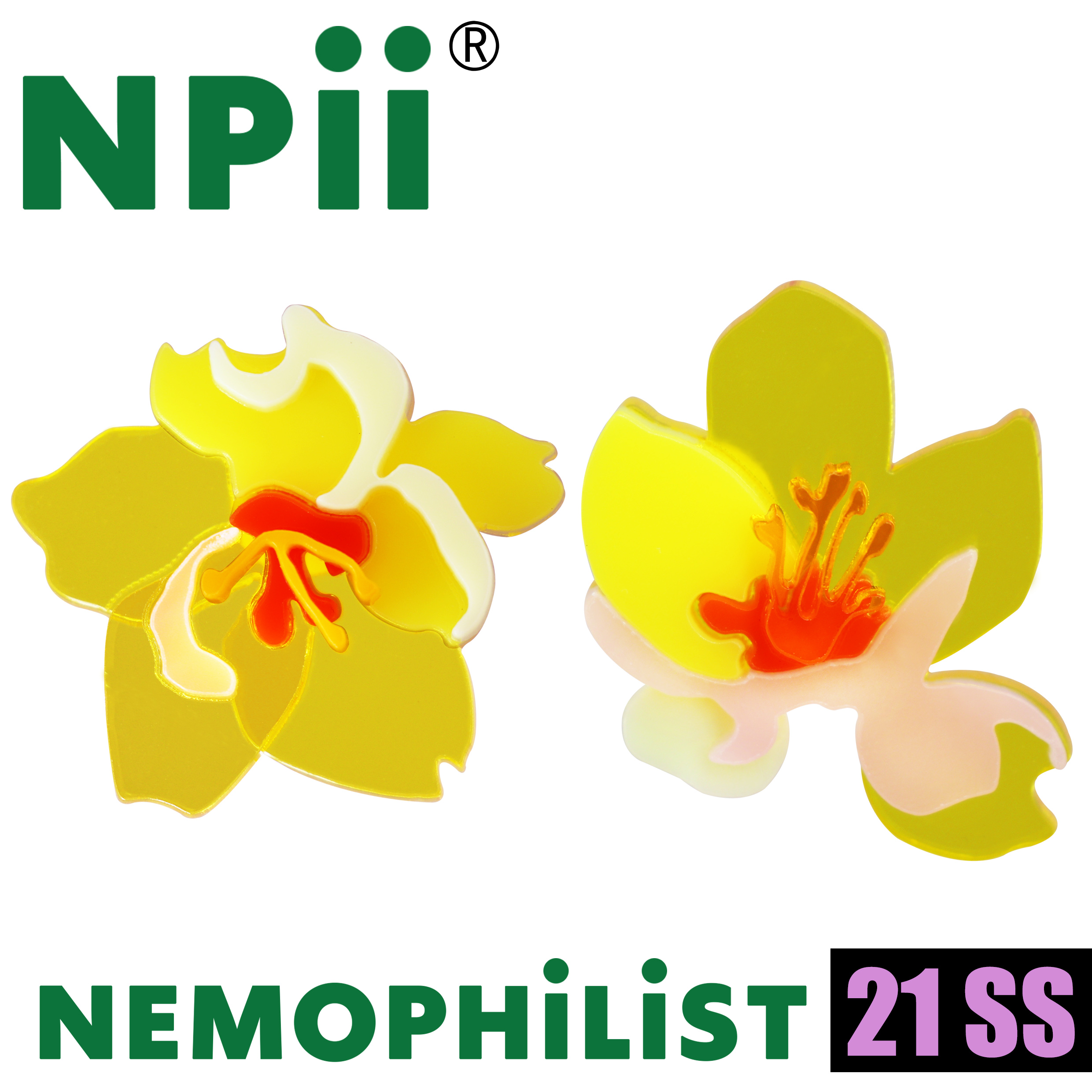 NPii21SS海棠花耳钉原创设计花朵耳饰粉色黄色福利款双色可选耳夹