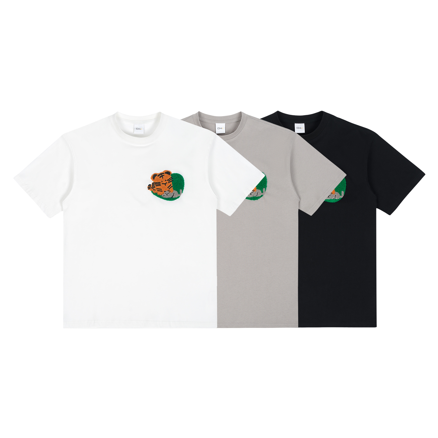 C14 online SS22 黑色/白色/灰色 老虎毛巾绣短袖T恤