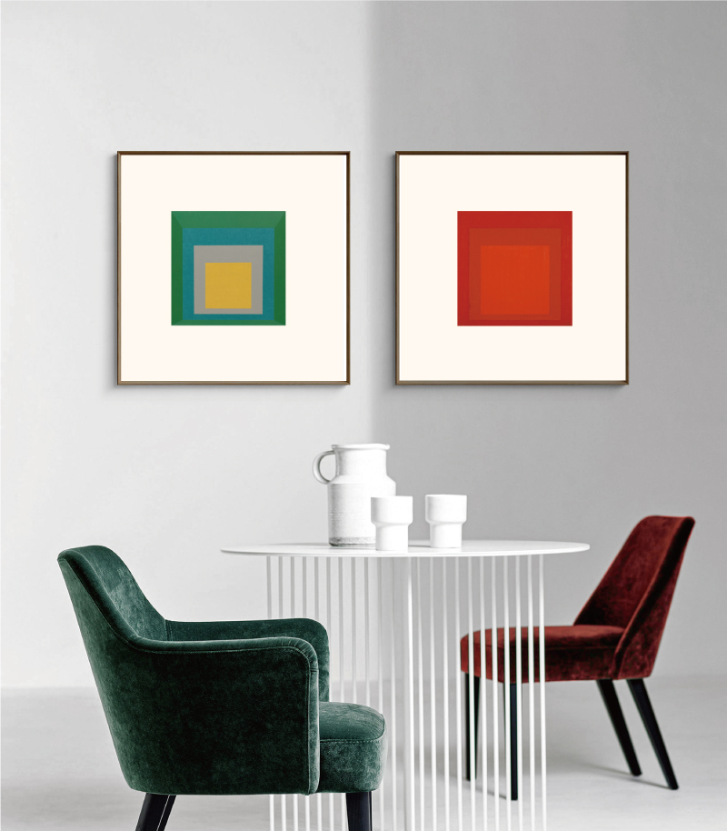 彩色渐变几何色块抽象挂画现代简约壁画客厅餐厅正方形组合装饰画