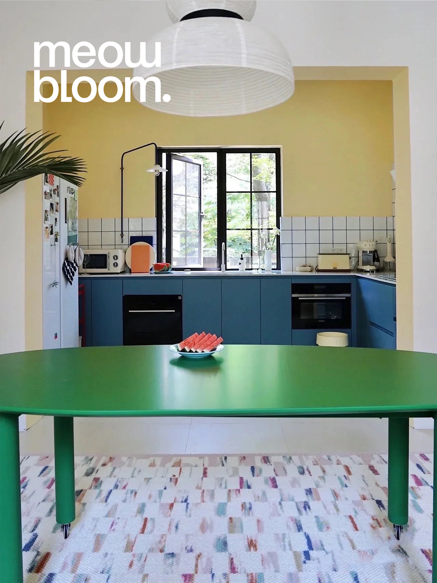彩色书桌定制｜Meow Bloom长办公桌大双人转角移动设计工作室展示
