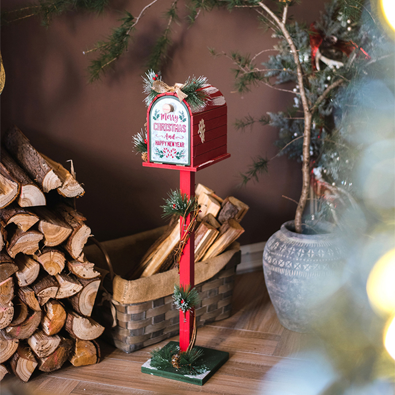 圣诞节日邮筒信箱鸟窝鸟屋房子小屋欢迎牌花园橱窗装饰品木质摆件