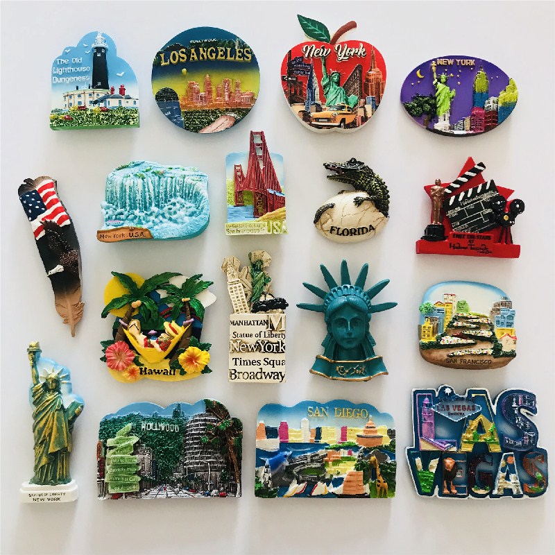 美国冰箱贴旅游纪念品纽约华盛顿旧金山自由女神洛杉矶3D立体磁贴