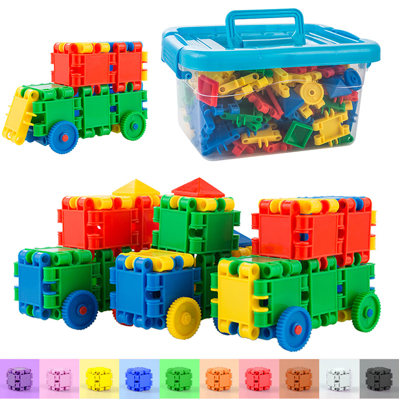儿童积木拼装益智玩具3-6岁嘟嘟赛车男孩女孩幼儿园拼图智力开发