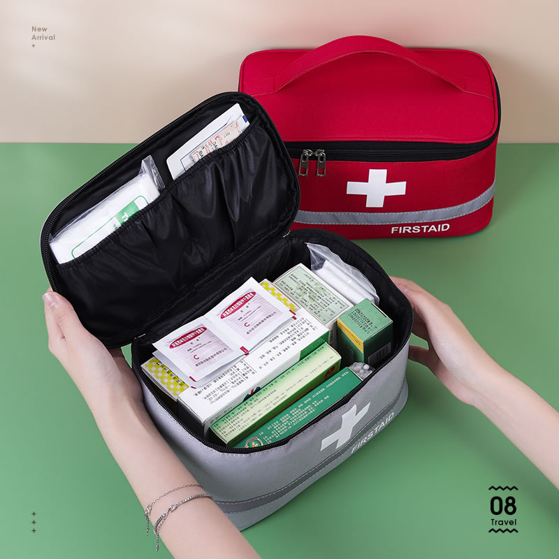 家用大容量急救包便携布艺药品收纳医疗箱家庭装药应急包儿童药盒