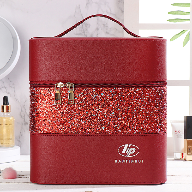 新款超火网红洗漱包化妆包小精致大容量手提化妆箱防水旅行收纳盒