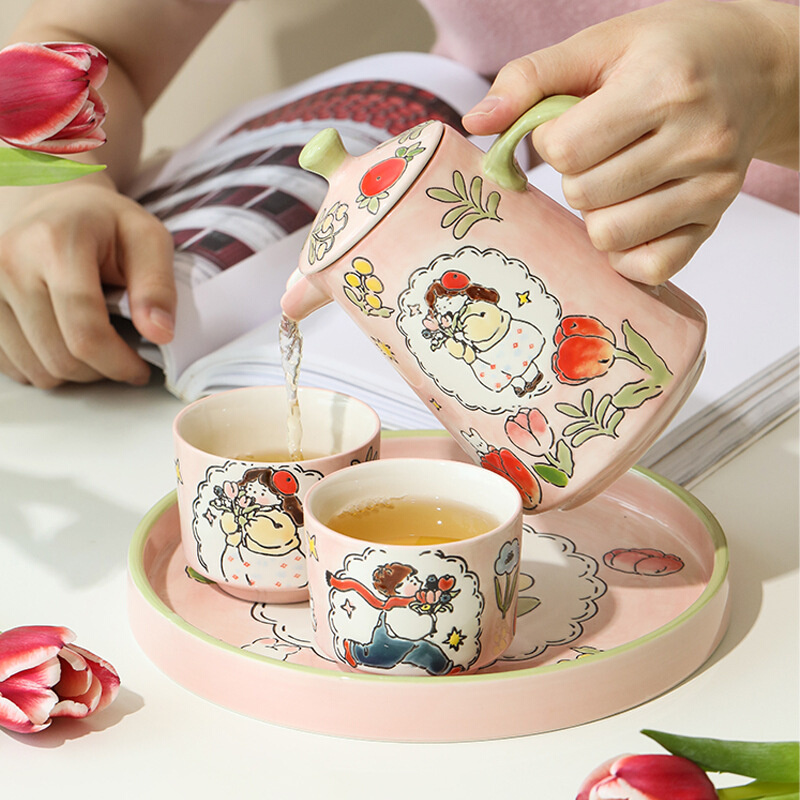 泽滕家茶具套装可爱情侣陶瓷茶壶茶杯家用花茶壶下午茶创意礼盒装