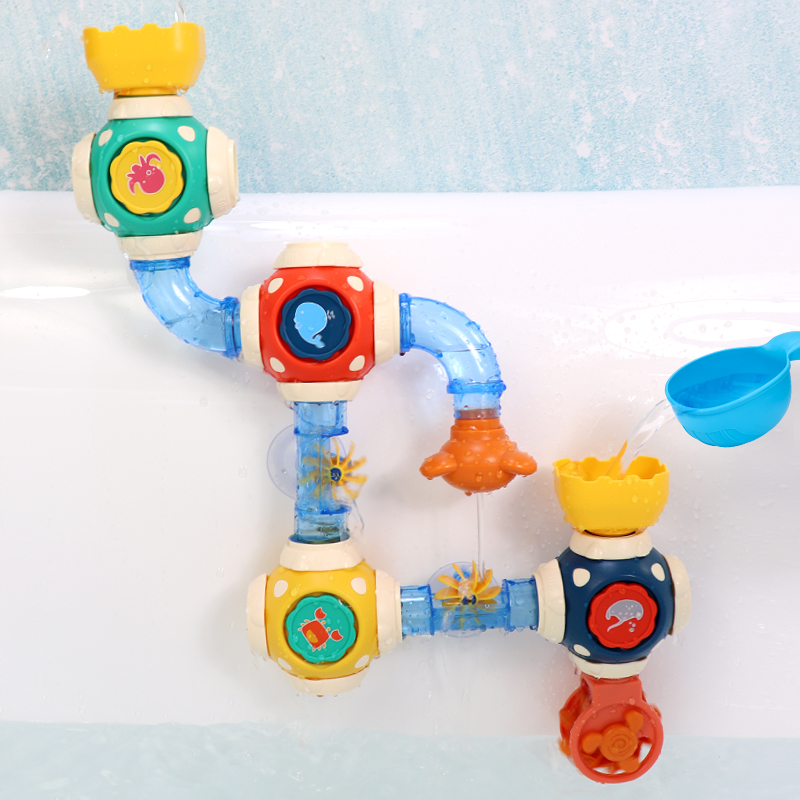 儿童洗澡玩具浴室管道水车转转乐喷水花洒宝宝戏水玩具可自由拼接
