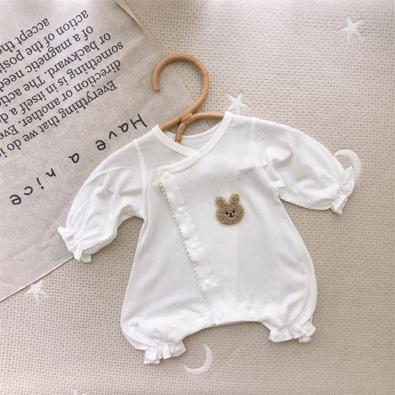新生儿0一3月婴儿夏装女100天宝宝衣服套装薄款连体衣525966码兔