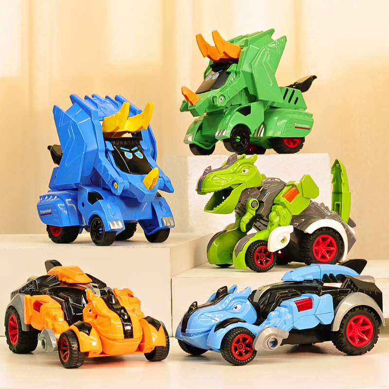 儿童变形玩具汽车恐龙战车耐摔惯性碰撞击变身机器人金刚男孩礼物