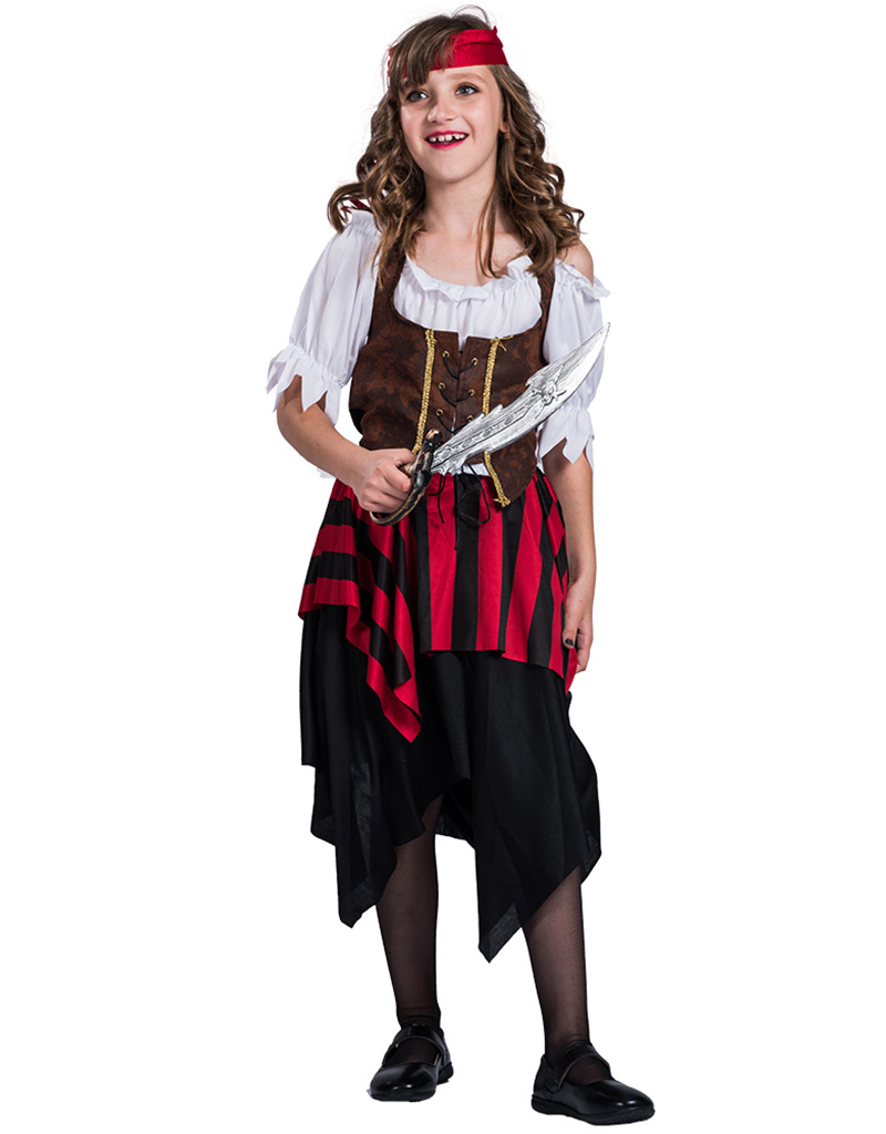 Halloween pirate cos 万圣节女儿童海盗装 实拍海盗演出服强盗装