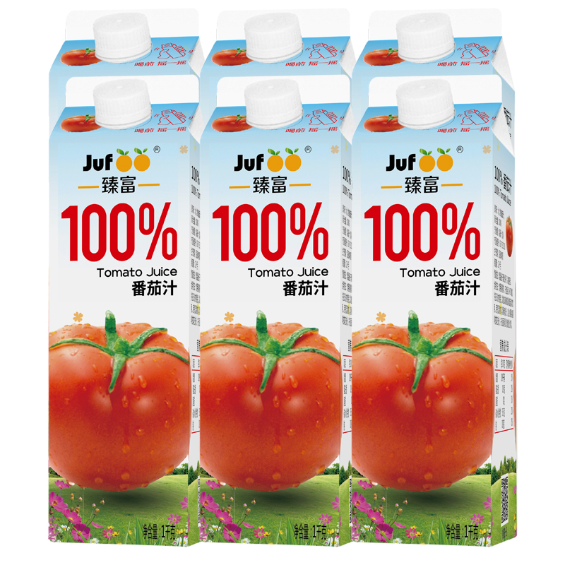 臻富纯果汁100%番茄汁1kg*6大瓶 不加糖盐西红柿汁果蔬汁饮品饮料