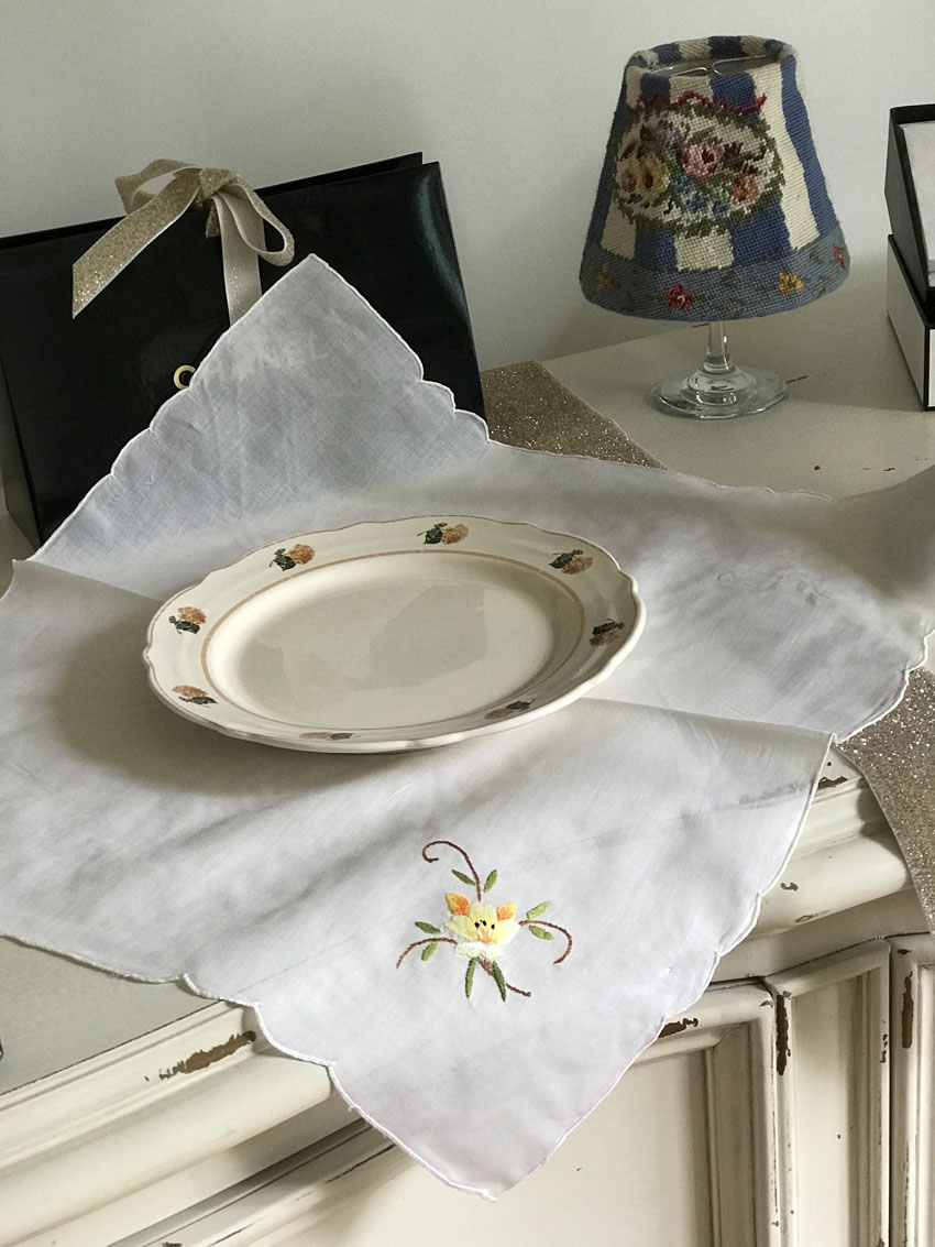 [后花园的秘密]出口英国手工彩色绣花手帕、手绢、手巾 vintage