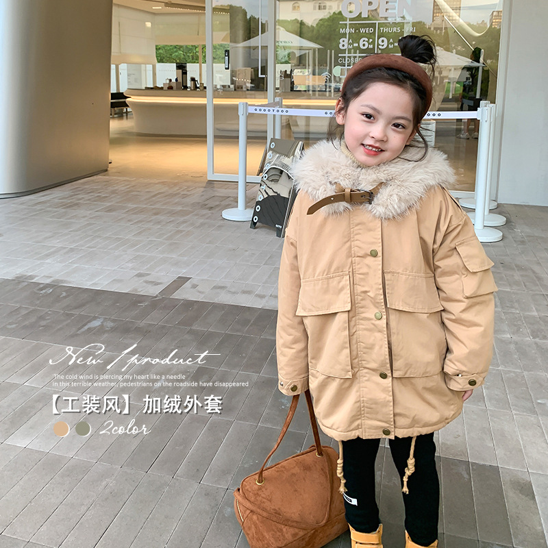 2022新款女童外套冬季韩版童装儿童冬装长款加绒毛领派克服大衣潮