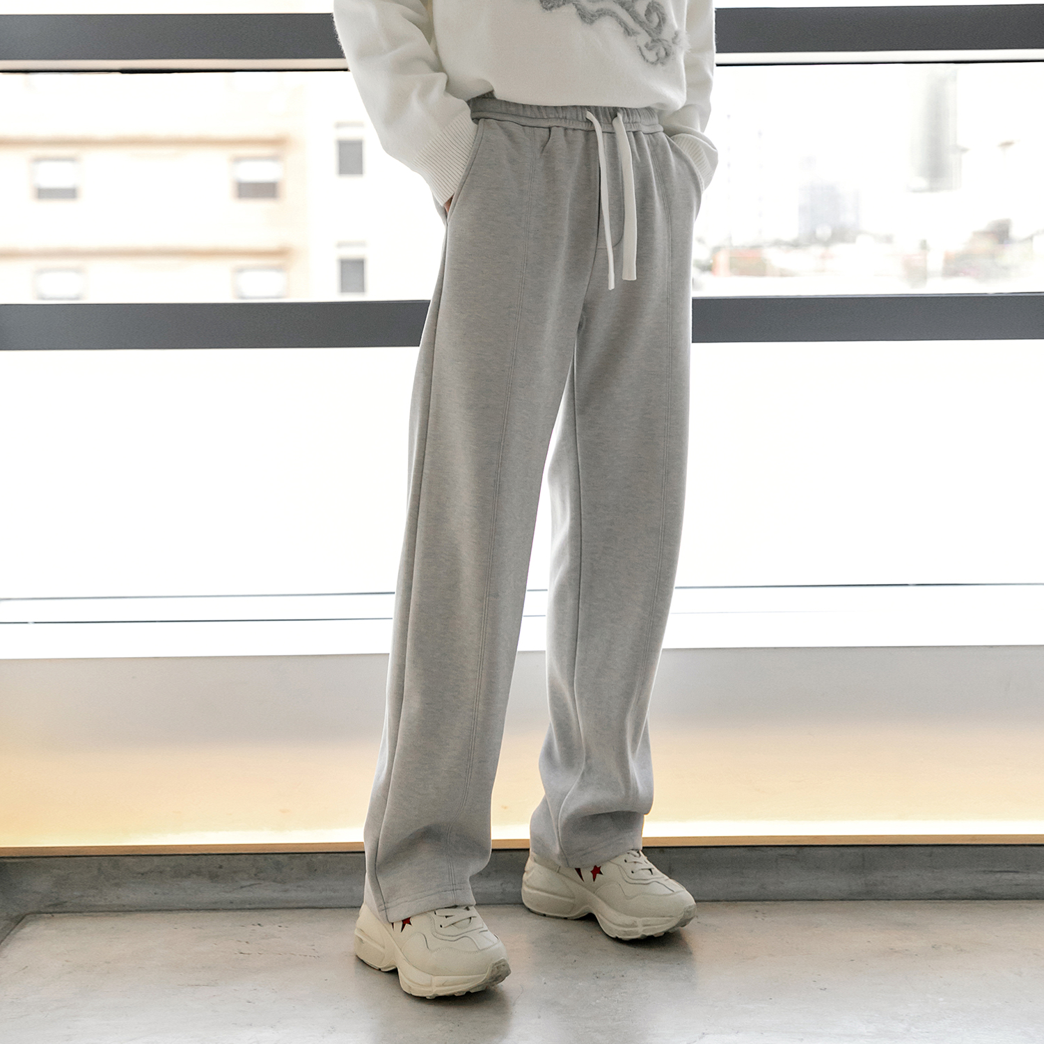 CHICERRO西西里男装韩系冬季加厚设计感含羊绒休闲裤高级感拖地裤