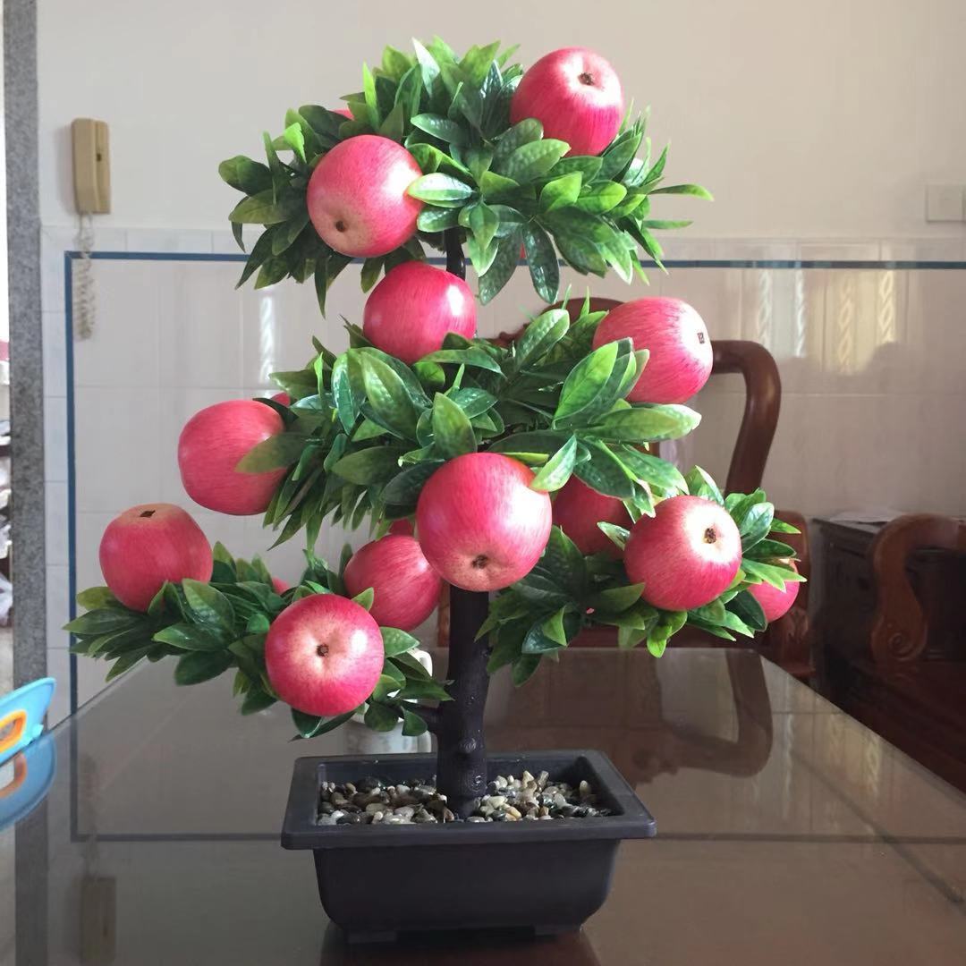 仿真辣椒树超市假花仿真水果摆件桃子苹果树盆栽客厅新年装饰假花
