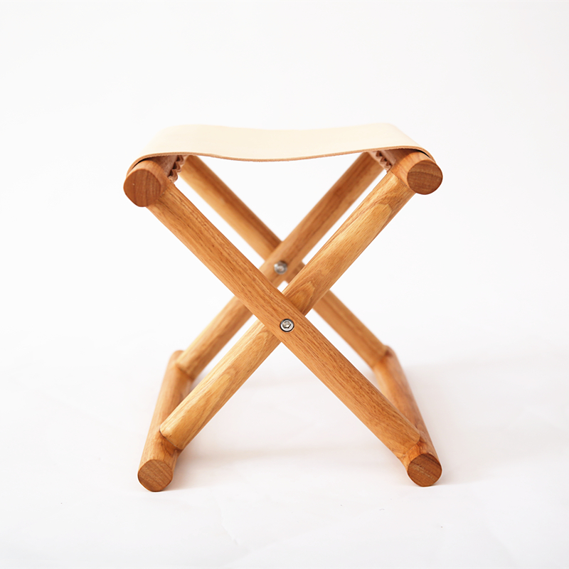 原木马扎皮革折叠椅简易便携式小凳子客厅板凳户外新品家用换鞋凳