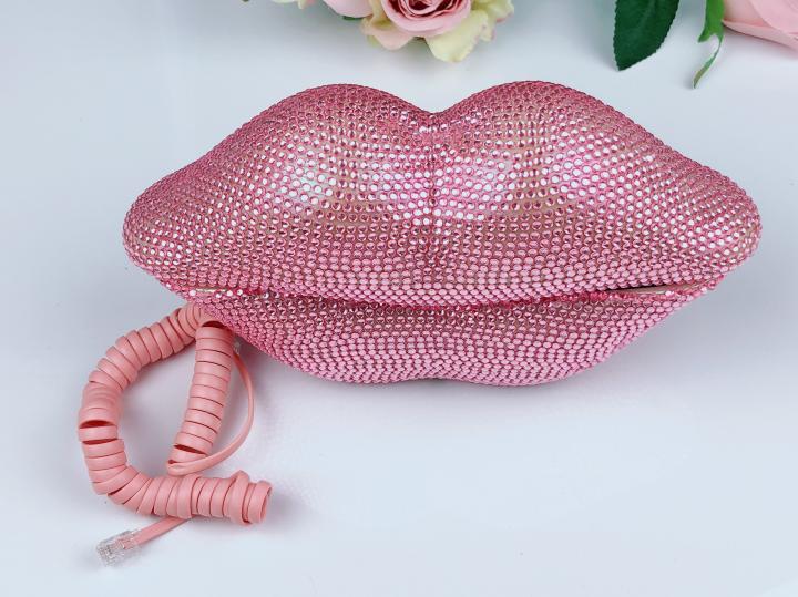 Telephone㊣英国代购 手作迷人趣味嘴唇设计家居装饰粉色电话机