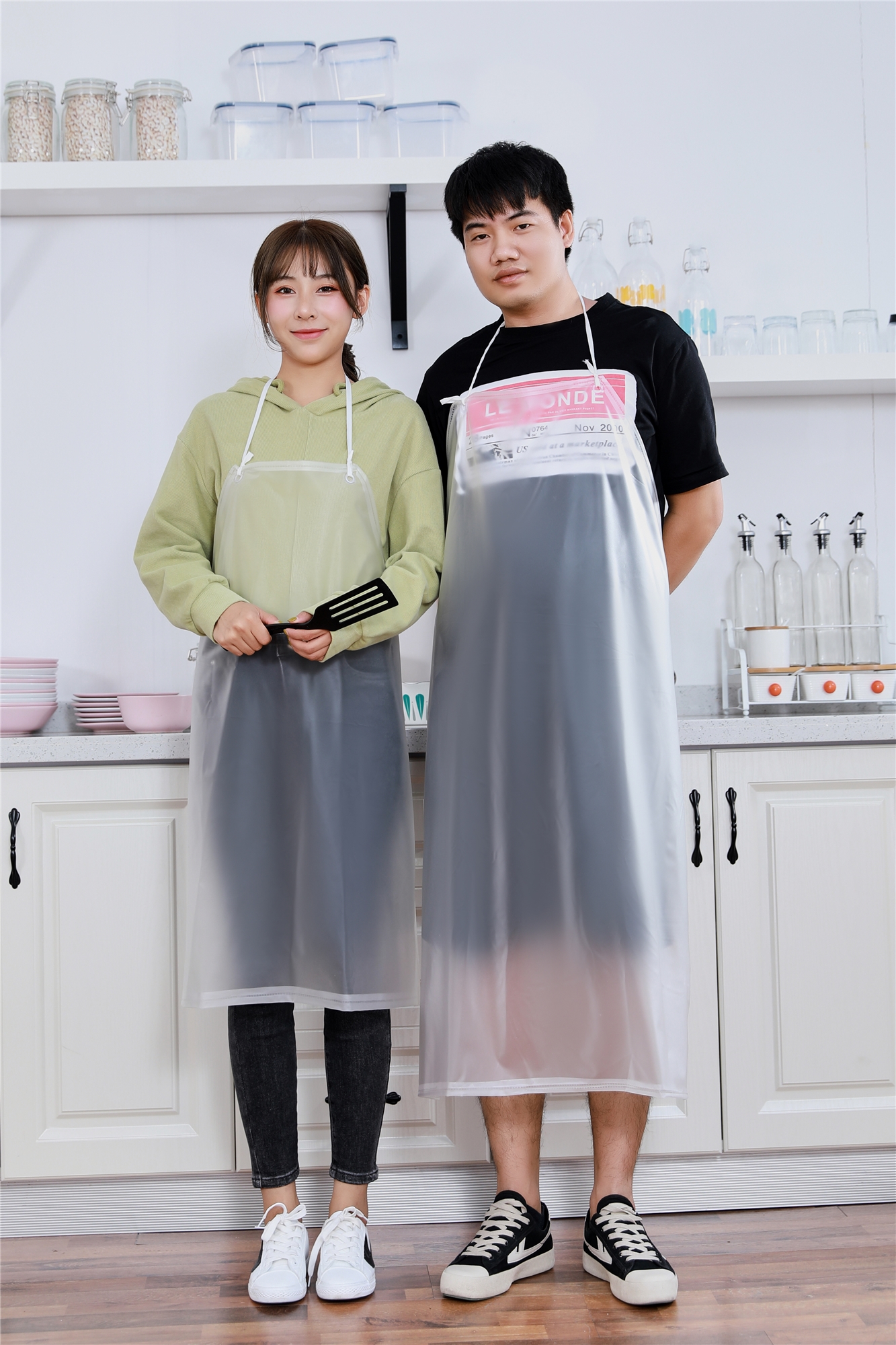 透明防水围裙厨房防油餐饮厨师食堂洗碗男女厚成人水产塑料围裙