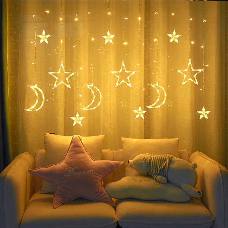 LED太阳能窗帘星星灯闪灯房间装饰卧室氛围户外小彩灯串灯满天星