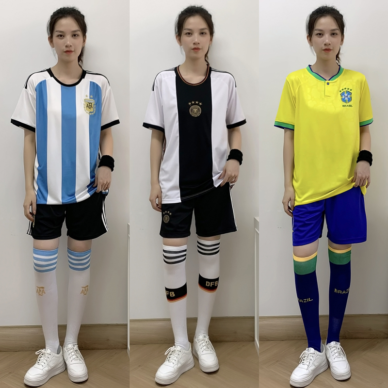 足球服女宽松训练比赛套装定制世界杯阿根廷梅西巴西内马尔球衣