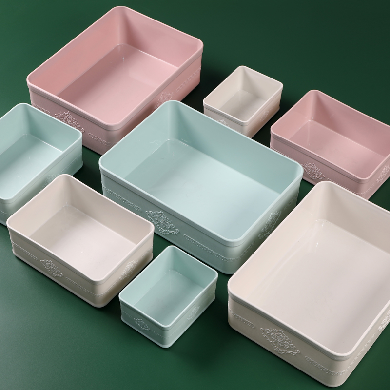 桌面收纳盒塑料长方形整理盒防尘小号抽屉置物盒子杂物分类储物盒