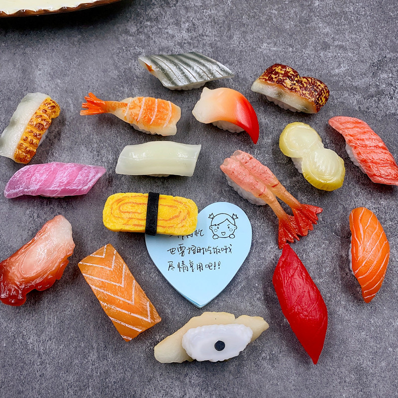 创意趣味立体仿真日式本料理寿司三文鱼海鲜食物冰箱贴磁贴装挂饰