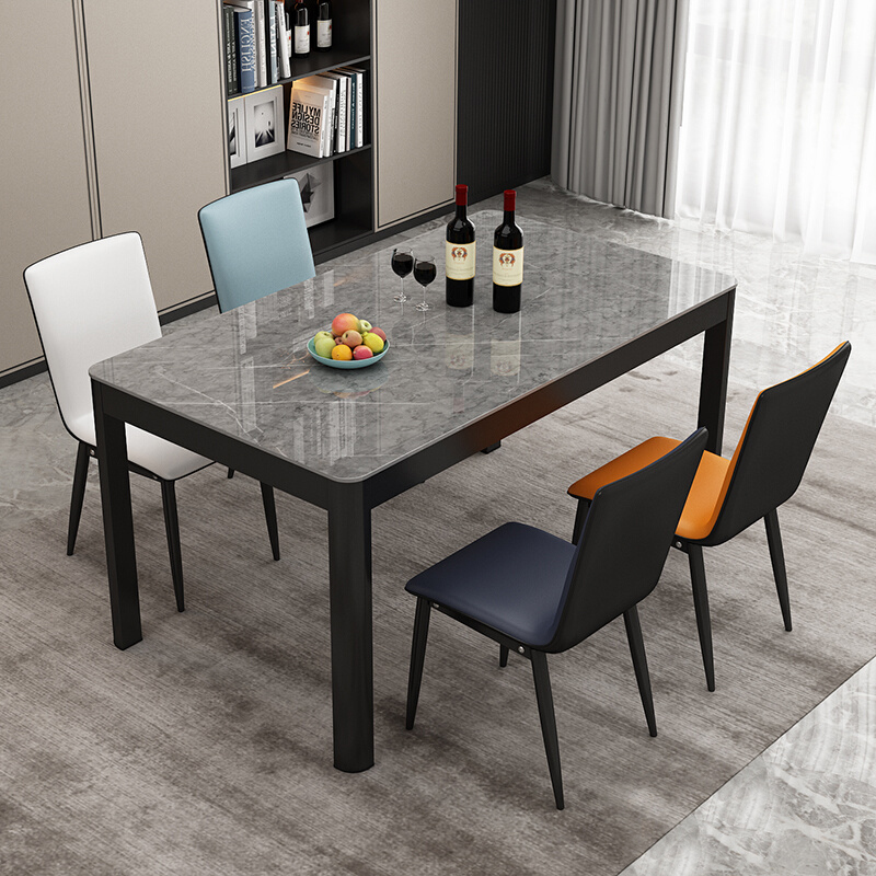 餐桌椅组合家用餐桌小户型现代简约钢化玻璃4人6人长方形轻奢桌子