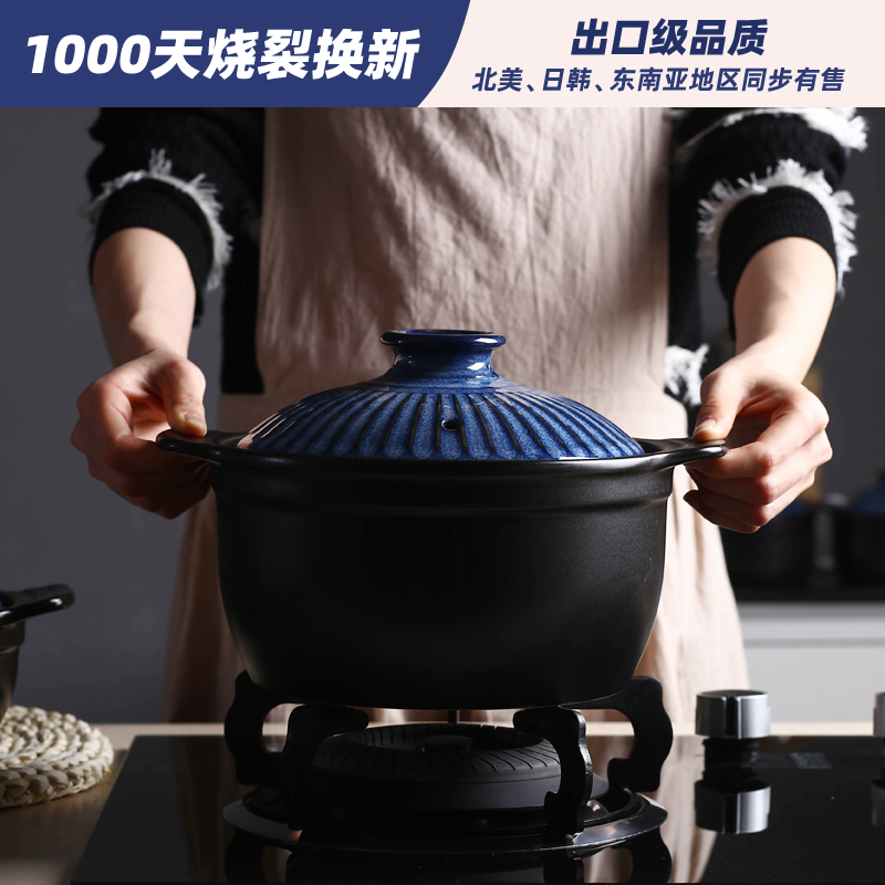 迪莱尼菊花陶瓷砂锅沙锅炖锅煲仔饭家用燃煤气灶电陶炉可用耐高温