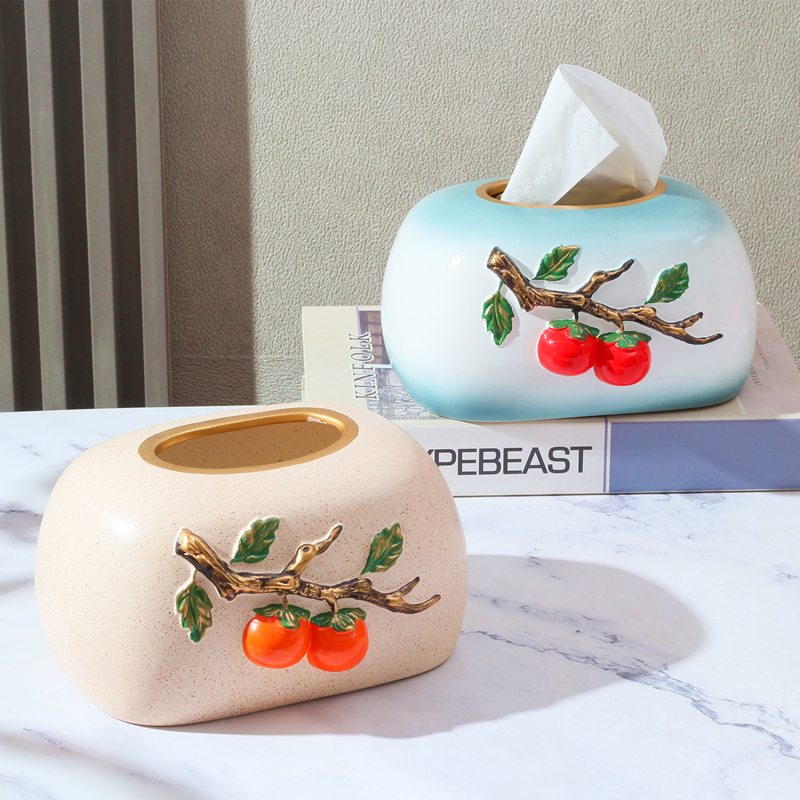 陶瓷事事如意纸巾盒现代简约抽纸盒客厅创意纸巾盒茶几桌面装饰品