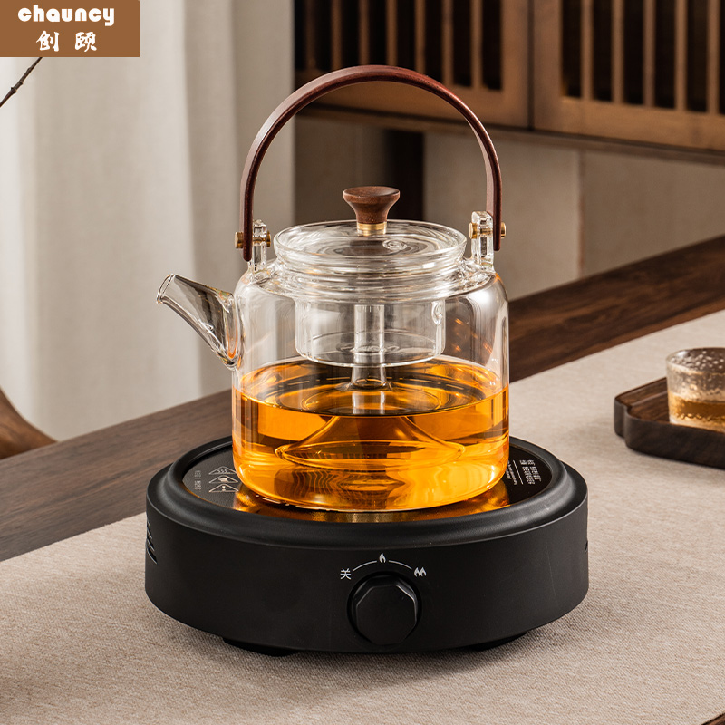 创颐养生电陶炉煮茶器烧水壶白茶壶喷淋式加厚耐高温玻璃提梁壶