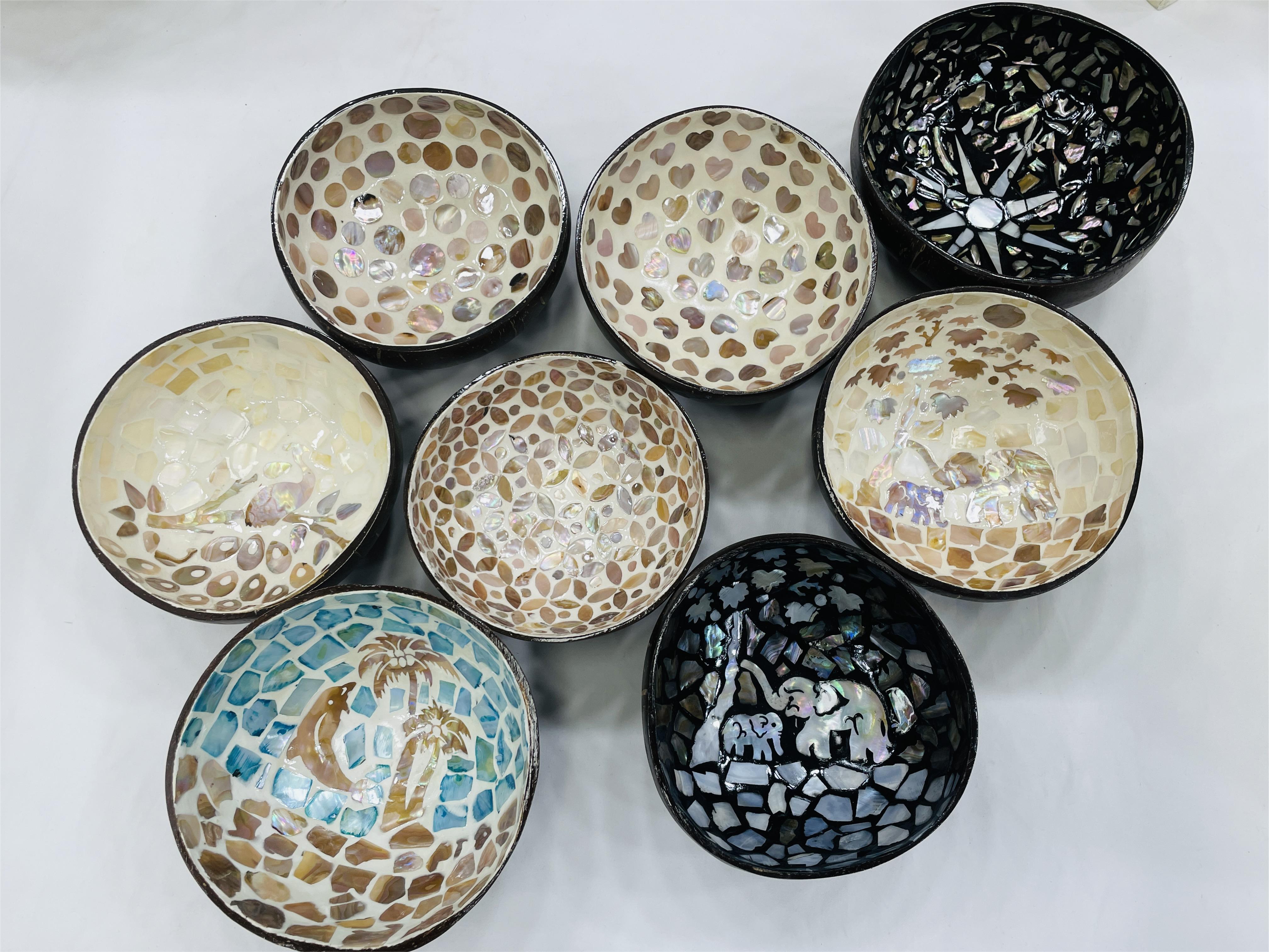 东南亚天然贝壳镶嵌椰子碗玄关钥匙收纳碗日常送礼家居日用收纳