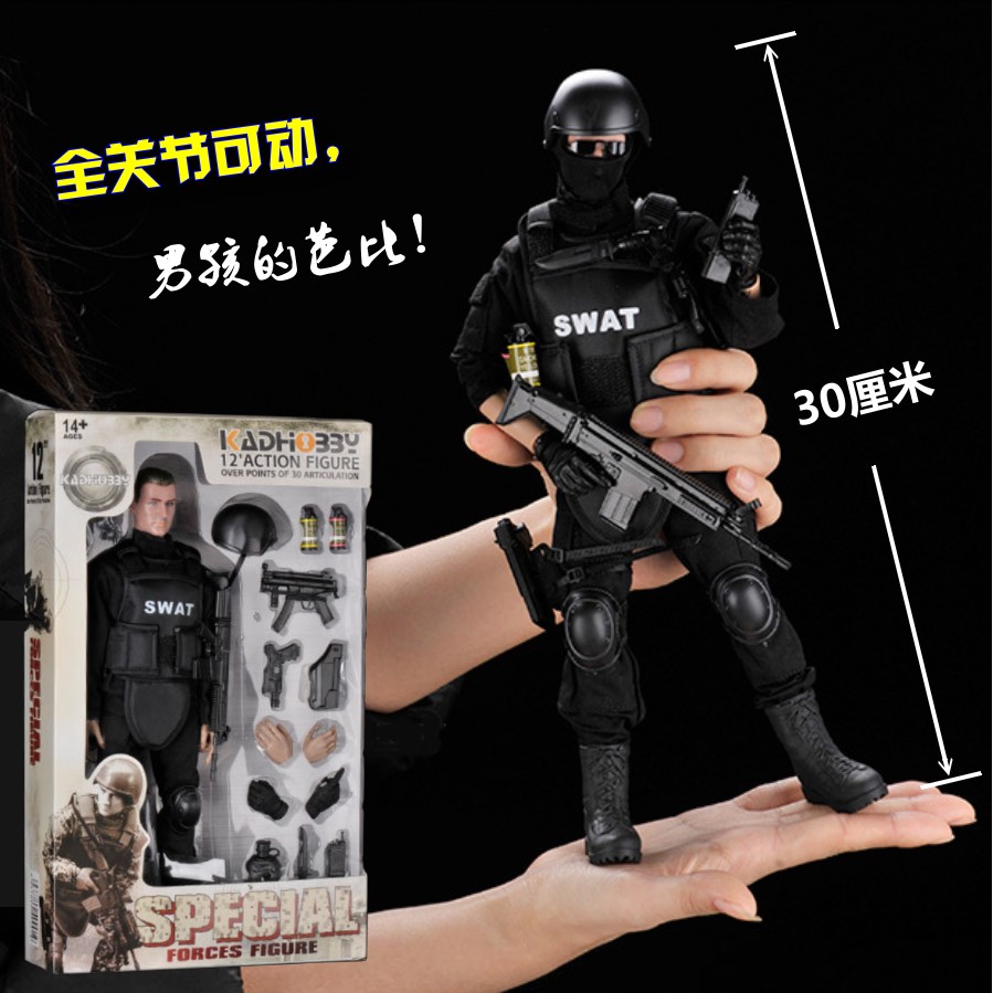 1/6 SWAT特警兵人模型 警察士兵玩偶可动手办 男生玩具创意礼物