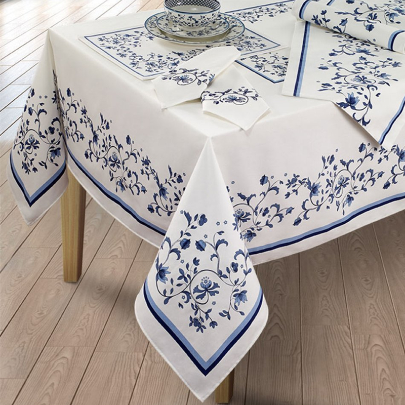 出口海外同款-- Blue Portofino 青花瓷桌布 中国风台布