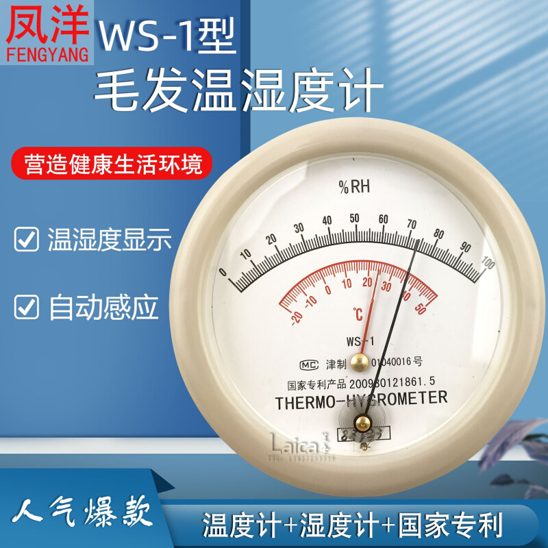 天津凤洋WS-1毛发温湿度表 温湿度计药厂用温度表