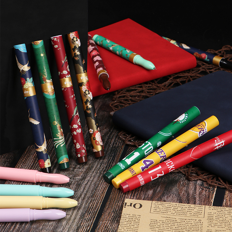 网红熊本熊中性笔复古中国风创意文具笔考试碳素笔0.5m针管签字笔