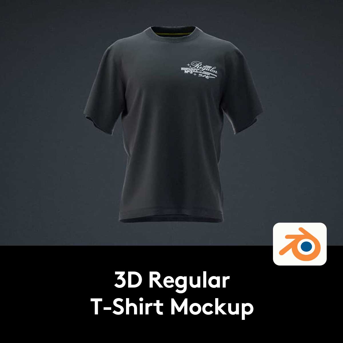 Blender模型 潮流街头圆领T恤半袖印花图案设计展示贴图样机模板