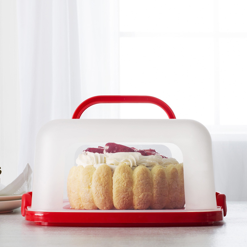 加厚8-10寸生日蛋糕盒子塑料环保PP便携式手提烘焙包装盒透明方形