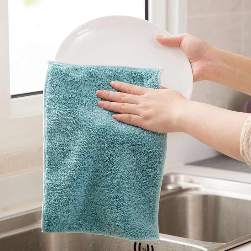 居家家洗碗布加厚吸水抹布厨房用品素雅色擦手巾家用清洁去渍毛巾