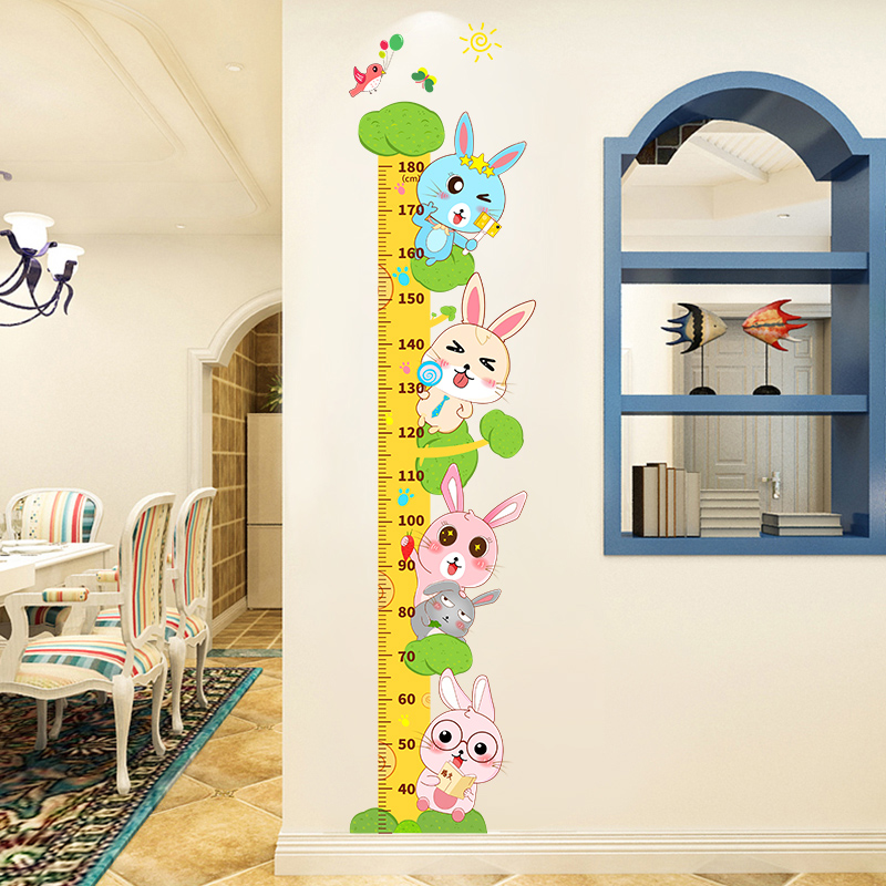 儿童房测量尺宝宝卡通动物量身高墙贴纸幼儿园墙面装饰画墙纸自粘