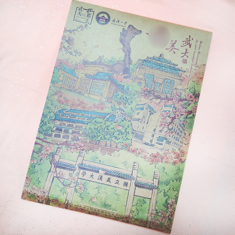 2023新款武汉大学笔记本记事手账带插画樱花节纪念品原创手绘复古