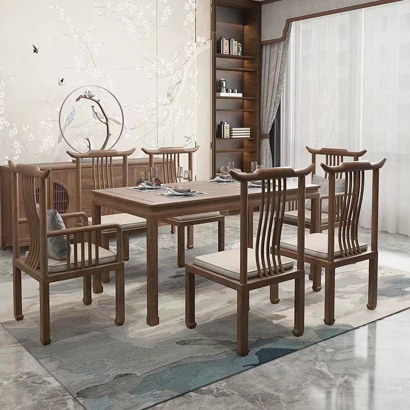 新中式实木餐桌进口白蜡木轻奢风餐厅家具实木餐台1.5/1.68米