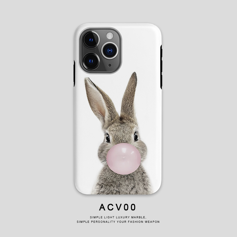 Acvoo创意萌宠兔iPhone15Promax适用于14双层13全包12手机壳防摔mini简约11不褪色XRXSMAX不掉漆可水洗耐脏