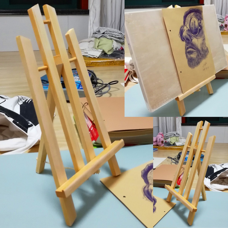 博汇画材小画架桌面油画架木制支架式折叠相框展示架松木台式画架