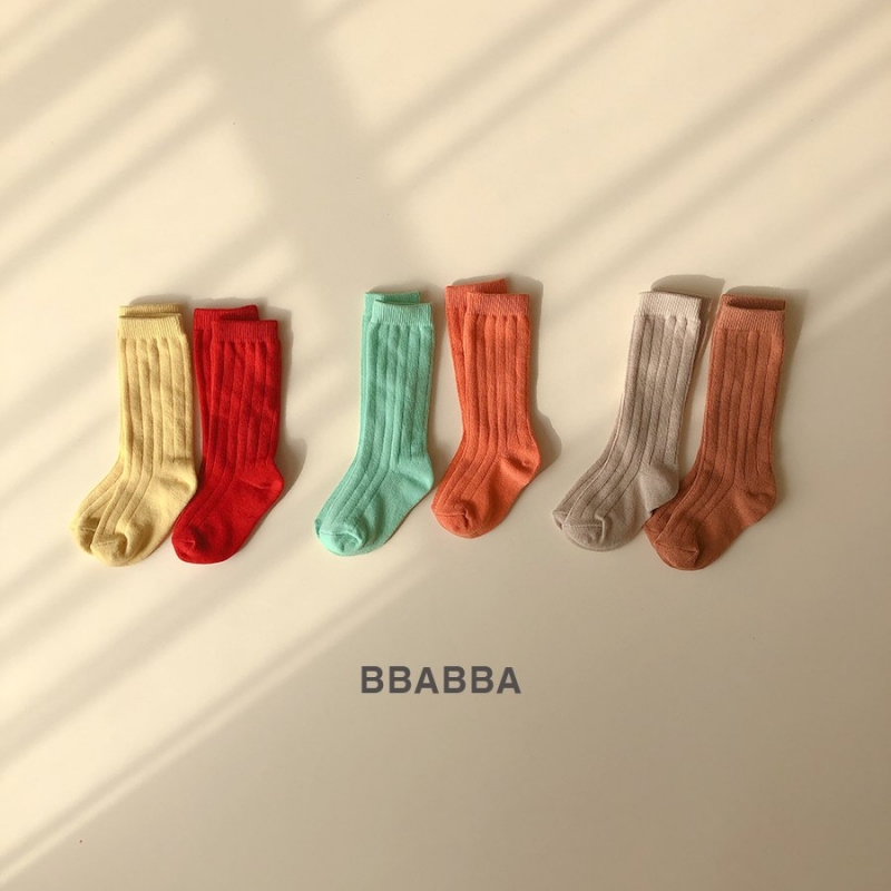 现货韩国童装BBABBA 舒适不勒百搭糖果色韩版男女宝宝袜子中筒袜