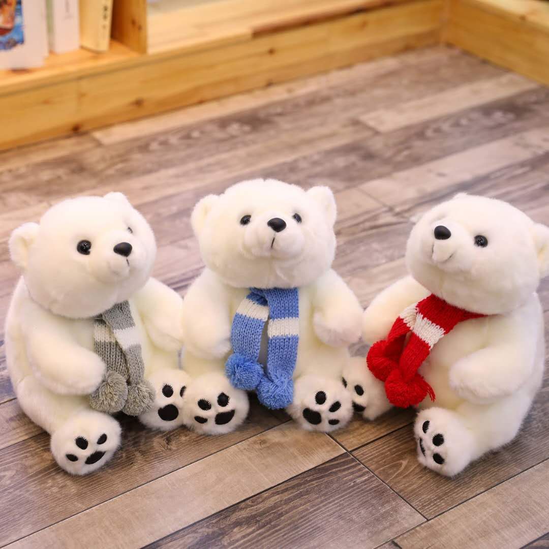 仿真围巾北极熊毛绒玩具海洋馆小白熊玩偶极地馆大白熊生日礼物