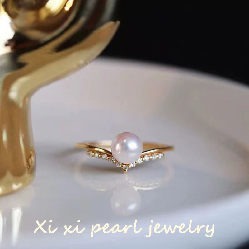 《摇光》女王冠法式设计感轻奢高级感戒环天然淡水极光珍珠戒指