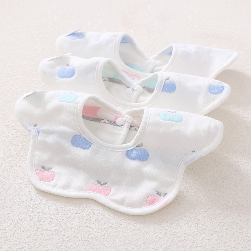 婴幼儿口水巾新生宝宝吐奶巾360度旋转口水兜围嘴兜吃饭纯棉纱布